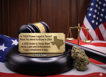 American flag with gavel and hemp
