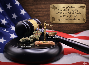 American flag with gavel and hemp