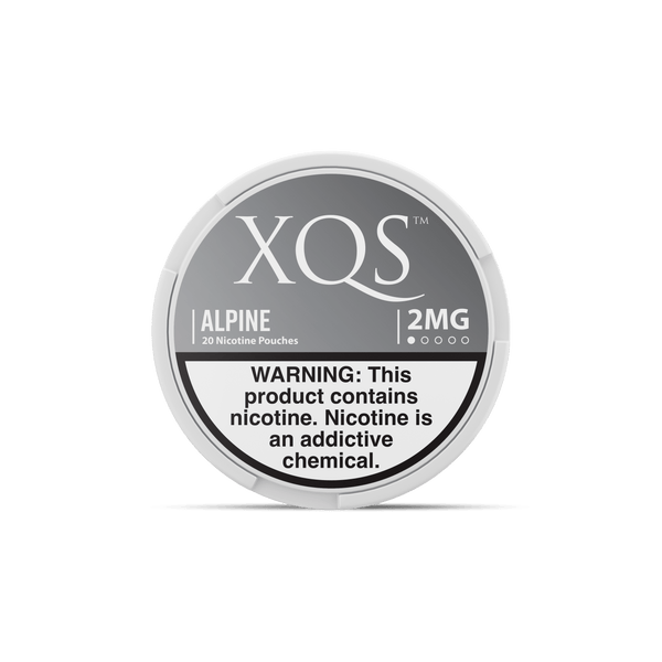 Two XQS Alpine Nicotine Pouches in sleek packaging, designed for discreet nicotine consumption.