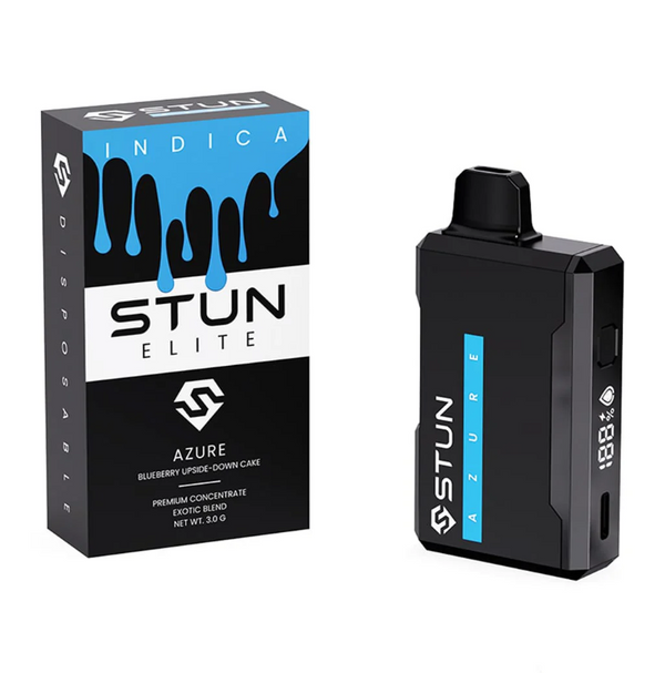 Little High Stun Elite 3G Vape THCA disposable vape with azure-colored design and sleek cylindrical shape.