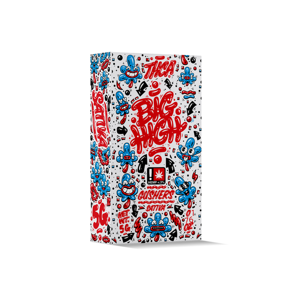 Disposable THCA vape pen by Big High, 3G Gushers flavor, featuring a sleek design and vibrant branding.